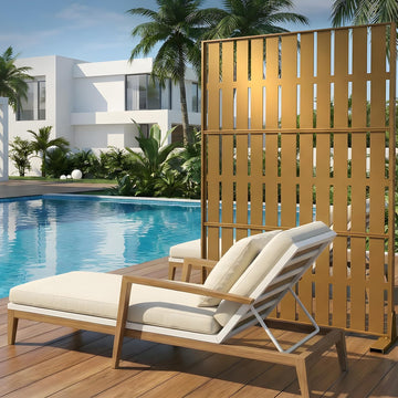 Garvee 70"x47" 3-Panel Metal Outdoor Privacy Screen in Louver Design for Patio, Deck, Balcony, Yard and Garden, Brown