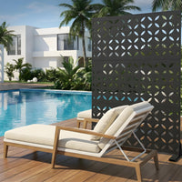 Garvee 70"x47" 3-Panel Metal Outdoor Privacy Screen in Copper-Coin Design for Patio, Deck, Balcony, Yard and Garden, Black