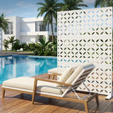 Garvee 70"x47" 3-Panel Metal Outdoor Privacy Screen in Copper-Coin Design for Patio, Deck, Balcony, Yard and Garden, White - White