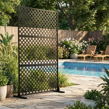 Garvee 47"x72" Freestanding Metal Privacy Screen in Rust-Resistant Design, 3-Panel for Balcony, Patio and Garden Divider