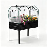 Garvee Raised Garden Bed with Legs 48" × 24" × 55", Black Galvanized Metal Planter with PE Cover, 31.5" Height & Spray Tube - Black
