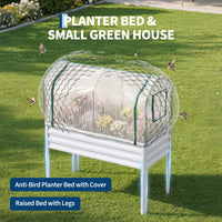 Garvee Raised Garden Bed with Legs 48" × 24" × 55", Silver Galvanized Metal Planter with PE Cover, 31.5" Height & Spray Tube