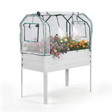 Garvee Raised Garden Bed with Legs 48" × 24" × 55", Silver Galvanized Metal Planter with PE Cover, 31.5" Height & Spray Tube - Silver