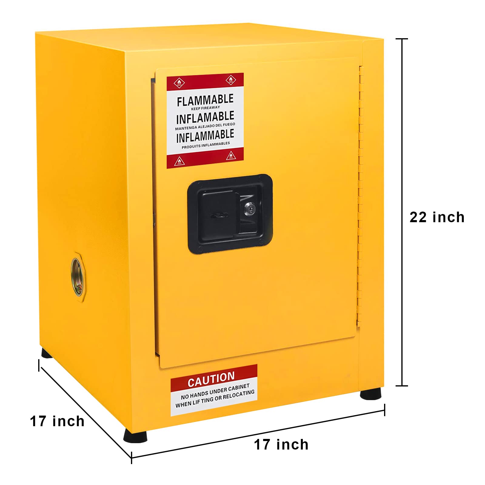 Garvee 17x17x22" Galvanized Steel Flammable Storage Cabinet, Yellow