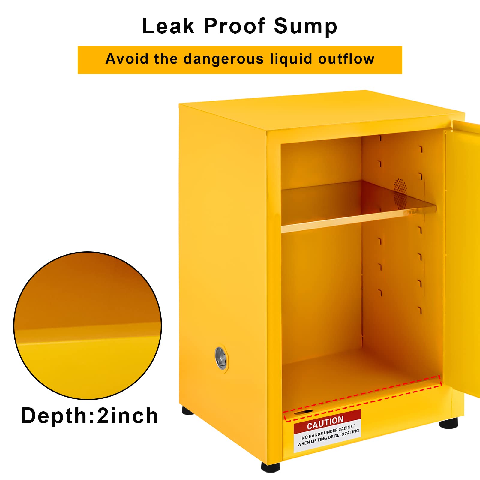 Garvee 17x17x22" Galvanized Steel Flammable Storage Cabinet, Yellow