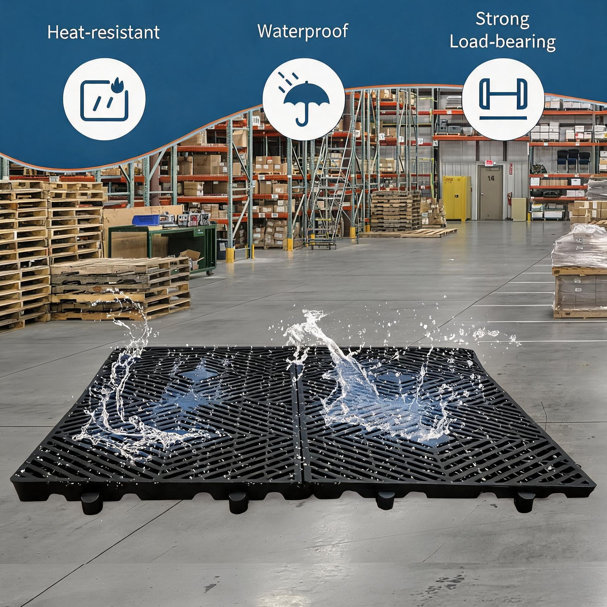 Garvee Heavy Duty Plastic Pallets 23.6"x11.8" Interlinked Modular Grid Floor Pallet Roll for Basement Garage Storage, 6 Pack