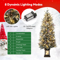 Garvee 4.5ft Christmas Tree, Pre Lit Snow Flocked Artificial Christmas Tree with 200 LED Lights & 8 Lighting Modes, Premium Xmas Pine Tree for Christmas Decoration, Yard, Home, Office
