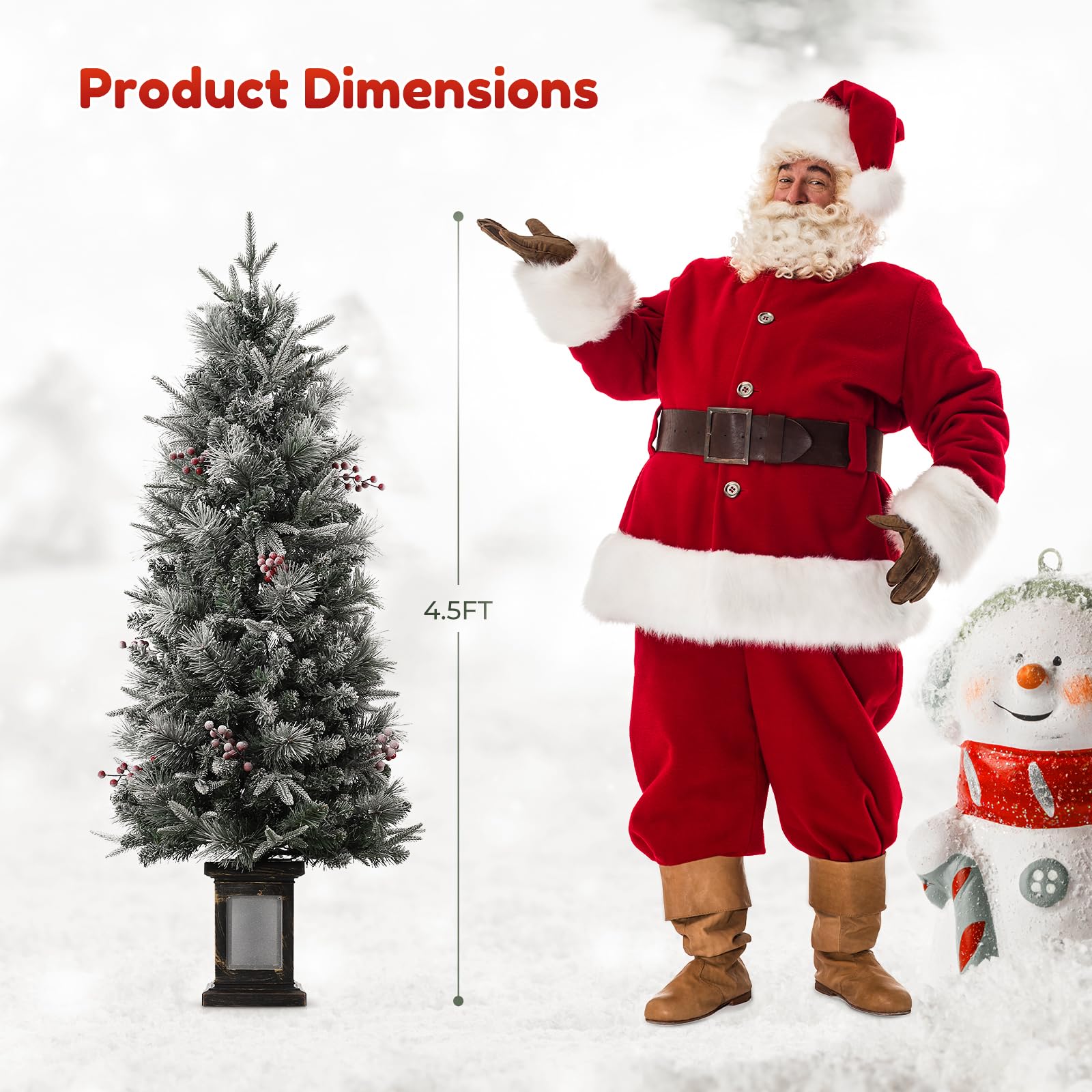 Garvee 4.5ft Christmas Tree, Pre Lit Snow Flocked Artificial Christmas Tree with 200 LED Lights & 8 Lighting Modes, Premium Xmas Pine Tree for Christmas Decoration, Yard, Home, Office