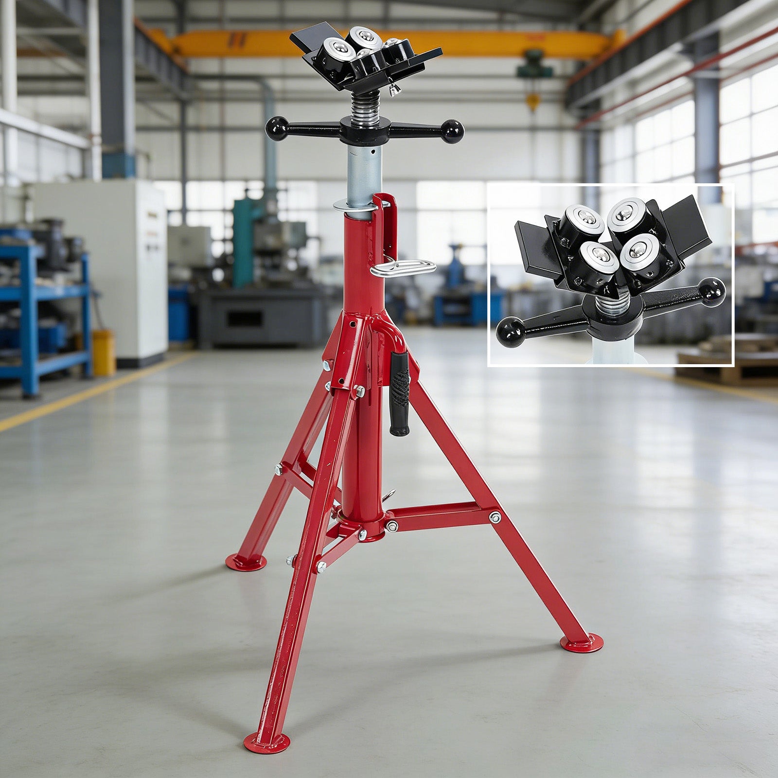 Garvee V-Head Pipe Jack Stand - 28-52 Inch Adjustable Height, Heavy-Duty 2500 lb Capacity with 4-Ball Transfer and Portable Folding Legs