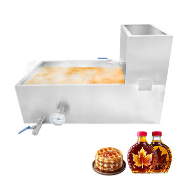 Garvee Maple Syrup Evaporator Pan, 30 x 16 x 19 Inch Maple Syrup Pan with Thermometer & 3/4" Throttle Valve, Stainless Steel Maple Syrup Boiling Pan for Making Sweet Maple Syrup