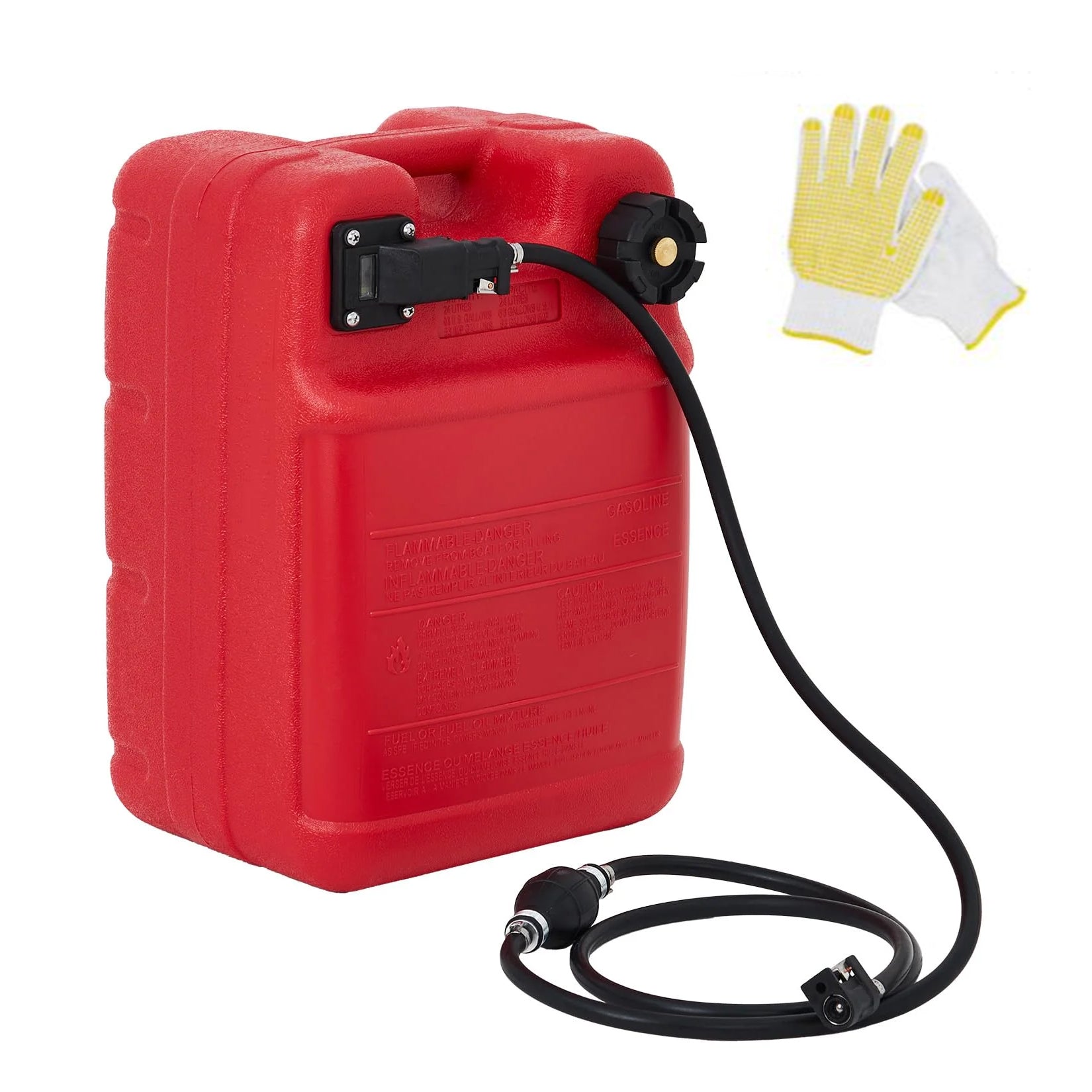 Garvee 6 Gallon Portable Boat Fuel Gas Tank, 24L Marine Tank with I-Shaped Handle, Connector, Line for Boats, Kayaks & Outboard Engines, Compact Design, Durable HDPE Material, Red