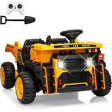 Garvee Ride - P Series: 24V Ride On Dump Truck, 2 Seater Electric Cars for Kids with Remote Control, Dump Bed, Shovel, Music, Led, Wheel Shock Absorption,Ride On Construction Vehicle Four- for Kids 3+,Yellow - Yellow
