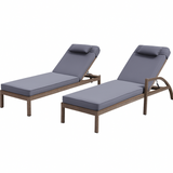 Garvee Set of 2 Outdoor Patio Chaise Lounge Chairs with Cushions & Pillows, 5-Position Adjustable Folding PE Rattan Recliners with Wheels, Weather-Resistant Poolside Sun Loungers for Backyard, Deck & Garden, Blue - Blue