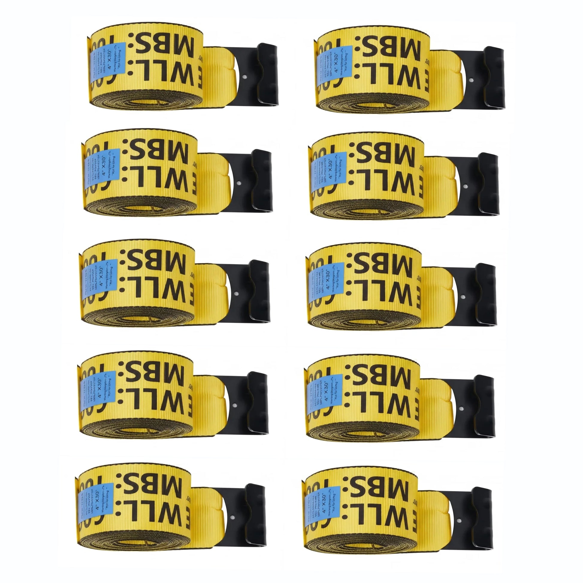Garvee 4" x 30' Heavy Duty Truck Straps with Flat Hooks for Flatbed Trucks Trailers Farms Towing Tree Saver, Yellow, 10 Pack