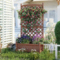 Garvee 2-Pack 29.5" × 13" × 60" Raised Garden Bed with Trellis, Wood Planter Box with Wheels & Drainage Holes