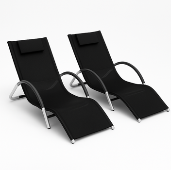 Garvee Patio Lounge Chairs Set of 2 - Outdoor Chaise Lounge Chairs With Headrests Iron Pool Chaise Lounges for Pool Garden Beach and Backyard