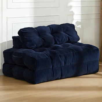 Garvee Folding Sofa Bed, 3-in-1 Convertible Sleeper Chair with Pillow, Double Futon Couch Bed with Back Support, Portable Fold Out Chair Bed Comfy Floor Sofa Lounge for Living Room Bedroom, Navy Blue