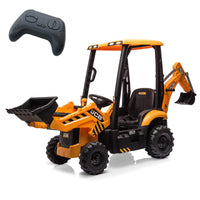 Garvee Ride - P Series: 4-in-1 Ride-On Tractor for Kids: Excavator, Bulldozer, Removable Tent, 12V Battery, Remote Control, Front Loader, Horn, EVA Tires - Yellow