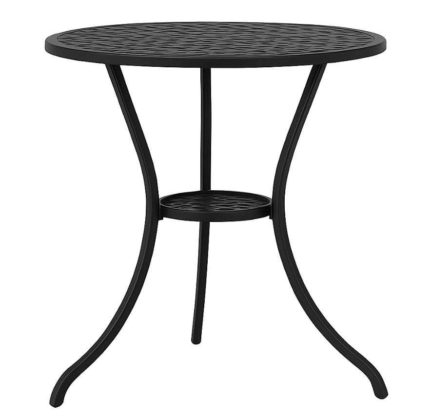 Garvee 24" Patio Bistro Table with 1.57" Umbrella Hole, Outdoor Cast Aluminum Round Side Table, Weather Resistant Antique Design Coffee Table for Balcony Backyard Porch and Garden, Black