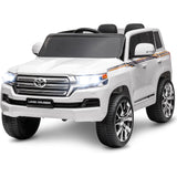 Garvee Ride - P Series: 12V Toyota Land Cruiser Kids' Car: Remote, LED, 3 Speeds, Dual 45W Motors, USB Music, Seat Belt, CPC & ASTM Approved - White - White