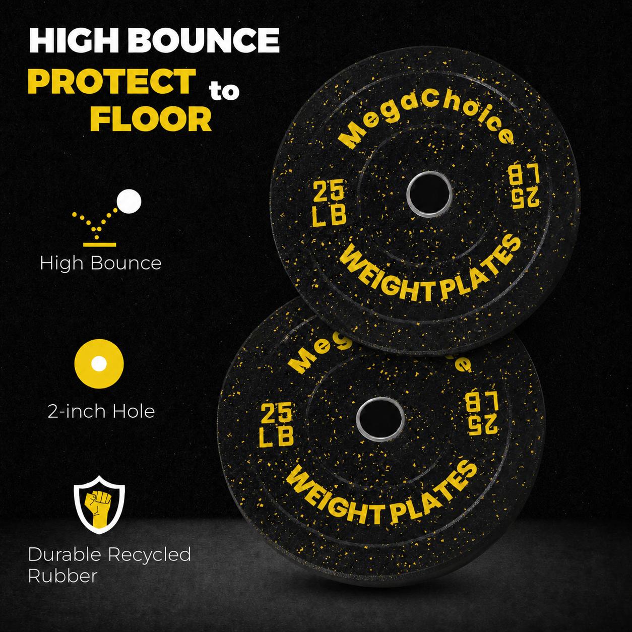 Garvee Pro 140LB Bumper Plate Set – 4 × 35LB Rubber Weight Plates, 2-Inch Steel Insert, Heavy-Duty & Quiet Drops – Ideal for Home or Commercial Gym