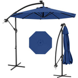 Garvee 10' Cantilever Umbrella with 360 Rotating Base, UV Protection Offset Patio Umbrella 8 Ribs Outdoor Sun Shade with Easy Tilt Adjustment for Backyard, Lawn, Garden, Navy Blue - Navy Blue