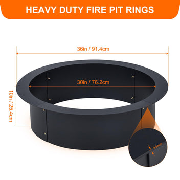 Garvee 30" Round Steel Campfire Ring Liner Rim, All Weather Powder Coated Metal Bonfire Burner Insert for Patio Backyard and Garden