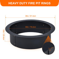 Garvee 30" Round Steel Campfire Ring Liner Rim, All Weather Powder Coated Metal Bonfire Burner Insert for Patio Backyard and Garden