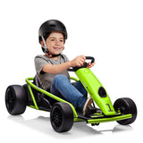 Garvee Ride G Series 24V Go Kart for Kids 8-12, 300W*2 Motors, 9Ah Battery, 8MPH Speed, Music, Horn, 175lbs Max Load - Green - Green