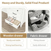 Garvee 4 Drawers Dresser for Bedroom, 34.8" Tall Vertical Drawer Dresser with Large Storage, Waterproof Top, Anti-Tipping, Freestanding Wooden Closet Chest for Bedroom, Living Room, Ash White