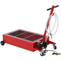 Garvee 20 Gal Electric Oil Drain Pan with 12V Pump & 7.5 Ft Hose, Low Profile & T Folding Handle Oil Drain Cart for Truck Cars SUVs