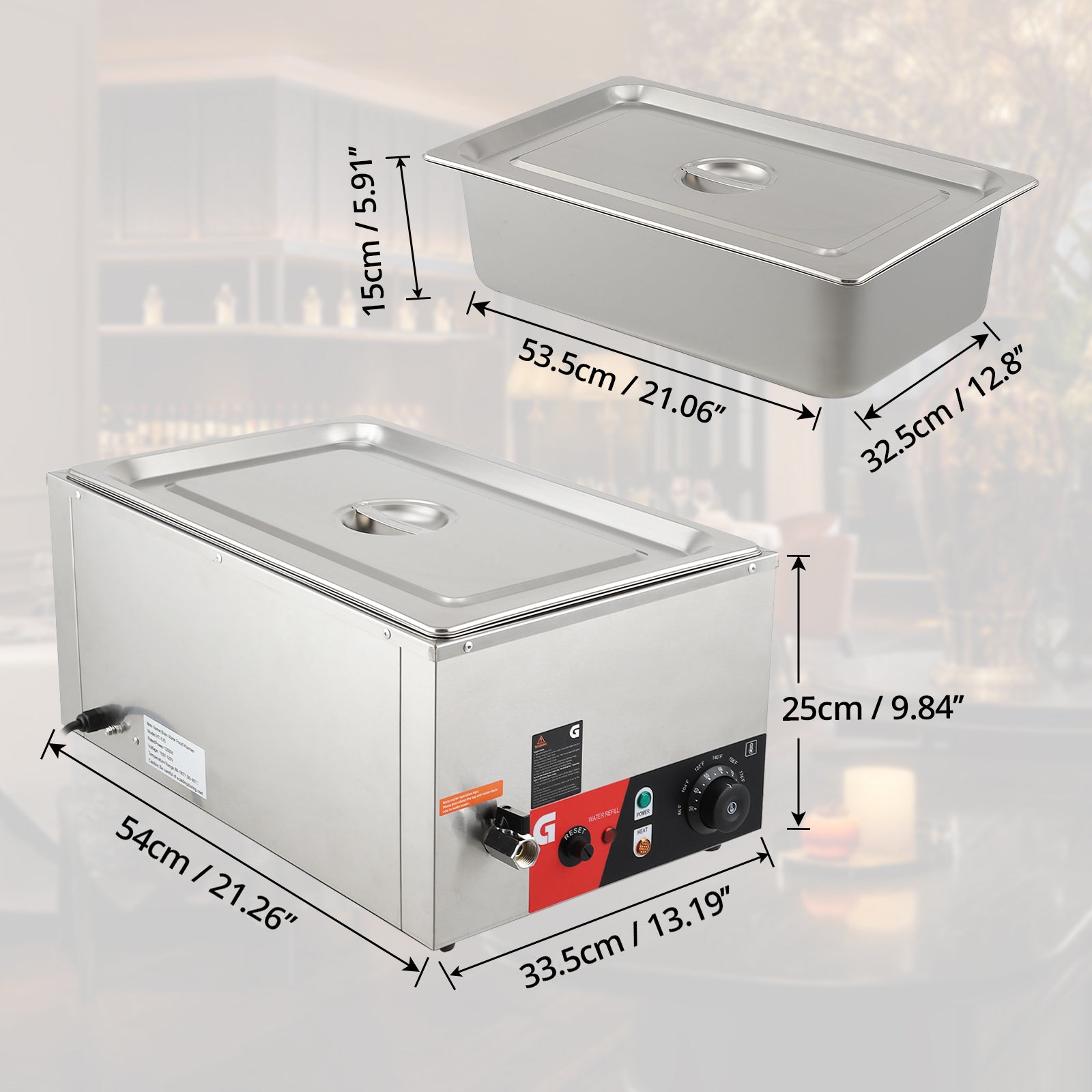 GARVEE 20QT Commercial Food Warmer - 1200W Electric Steam Table with Adjustable Temperature (86-185°F), Fast Heating, Stainless Steel, and Safety Features for Catering