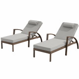 Garvee Set of 2 Outdoor Patio Chaise Lounge Chairs with Cushions & Pillows, 5-Position Adjustable Folding PE Rattan Recliners with Wheels, Weather-Resistant Poolside Sun Loungers for Backyard, Deck & Garden, Gray - Gray
