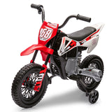 Garvee Ride - P Series: 12V Kids Electric Dirt Bike, 25W*2 Motor, Twist Grip Throttle, Spring Suspension, Training Wheels, Ride-On Toy - Red - Red