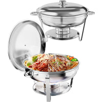 Garvee 5QT Chafing Dish Buffet Set of 2 Pack, Round Stainless Steel Food Warmers Buffet Servers Sets, Chafer with Food & Water Pan, Lid, Frame, Fuel Holder for Catering and Parties