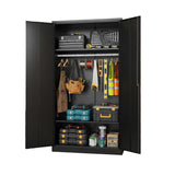 Garvee Metal Wardrobe Cabinet with Hanging Rod, Adjustable Shelves, 71 in Tall, Black for Laundry Room, Gym, School, Government