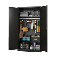 Garvee Metal Wardrobe Cabinet with Hanging Rod, Adjustable Shelves, 71 in Tall, Black for Laundry Room, Gym, School, Government