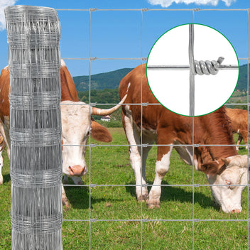 Garvee 4' × 328' Farm Fence, 14-Gauge Heavy Zinc Galvanized Field Wire Fencing with Hinge Knot for Cattle, Goats, Sheep & Deer