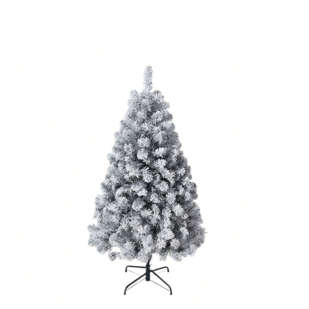 Garvee 4.5ft Artificial Christmas Tree, Pre-Lit Flocked Christmas Tree with Warm White Lights, Realistic Flocked Xmas Tree with Metal Hinges and Foldable Base for Home & Office Decor