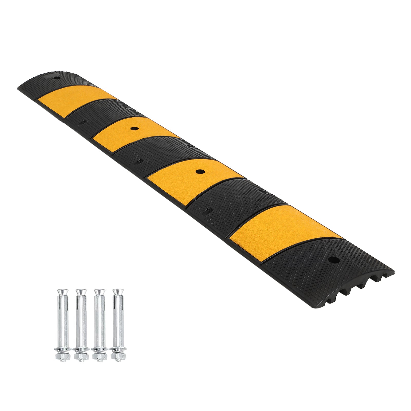 Garvee Rubber Speed Bump 6Ft Heavy Duty 22000 Lbs Load Capacity Cable Protector Ramp Rubber Non-Slip Reflective Striping Asphalt Concrete Gravel Driveway