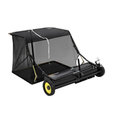 Garvee 44" Tow-Behind Lawn Sweeper - 25 cu.ft. Heavy-Duty Grass & Leaf Collector with Adjustable Height & Dumping Rope, Pull-Behind Debris Sweeper, Black - Black