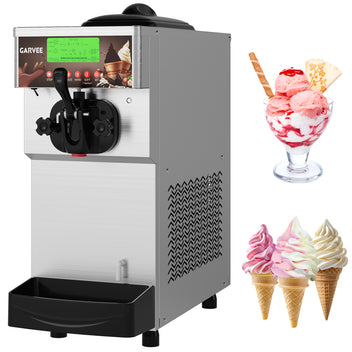Garvee 1500W Single-Flavor Commercial Soft Serve Ice Cream Machine, 5.3-7.4 Gal/H Soft Serve Machine with LED display, Self-Cleaning, High Productivity Equipment for Restaurants & Snack Shops
