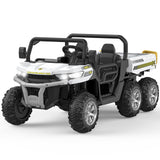 Garvee Ride - P Series: 2-Seater Ride on Car,6X6 24V Kids Ride On Dump Truck with Remote Control Electric Utility Vehicles UTV Battery Powered 6 Wheeler, for 3 years and up - White - White