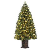 Garvee 4.5ft Christmas Tree, Pre-Lit Artificial Fiber Optic Christmas Tree with 300 LEDs & 8 Lighting Modes, Prelit Xmas Pine Tree Christmas Decoration for Yard, Home, Entrances - 1PCS - Vintage Potted-1 Pack
