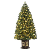 Garvee 4.5ft Artificial Fiber Optic Christmas Tree with 300 LED Lights, 8 Lighting Modes, Pre-Lit Artificial Potted Xmas Tree, Christmas Decoration for Yard, Home, Entrances - Antique Urn-1 Pack