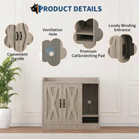 Garvee Cat Litter Box Enclosure, Hidden Litter Box Furniture with Divider, Indoor Cat House, Wooden Cat Washroom Storage Cabinet Bench, Side End Table Nightstand, 33.07"L × 23.62"W × 23.92"H, Gray