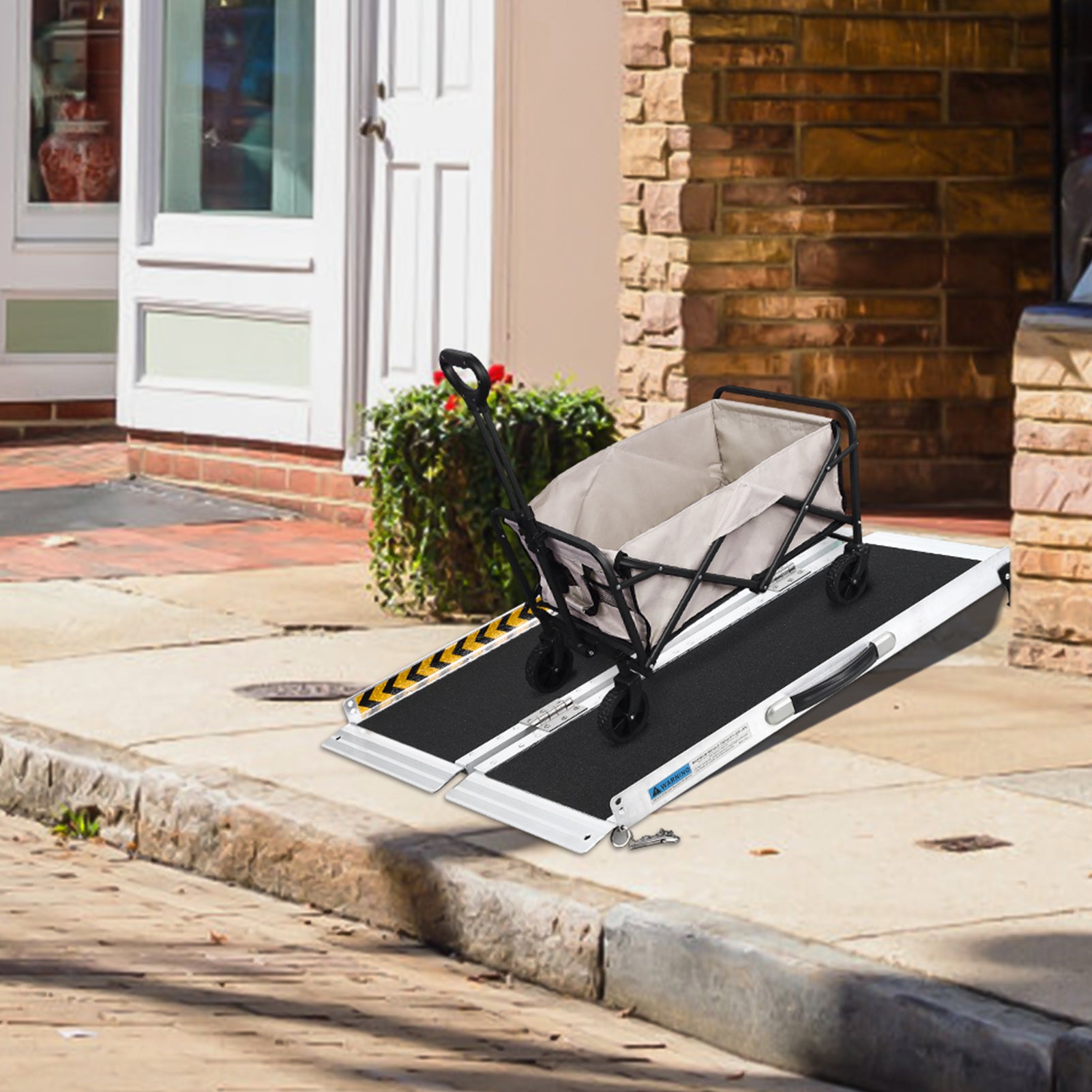 Garvee 4FT  Wheelchair Ramp for Home Use, Portable Aluminum Folding, 600lb Capacity, Anti-Slip Surface,Steps & Doorways Access