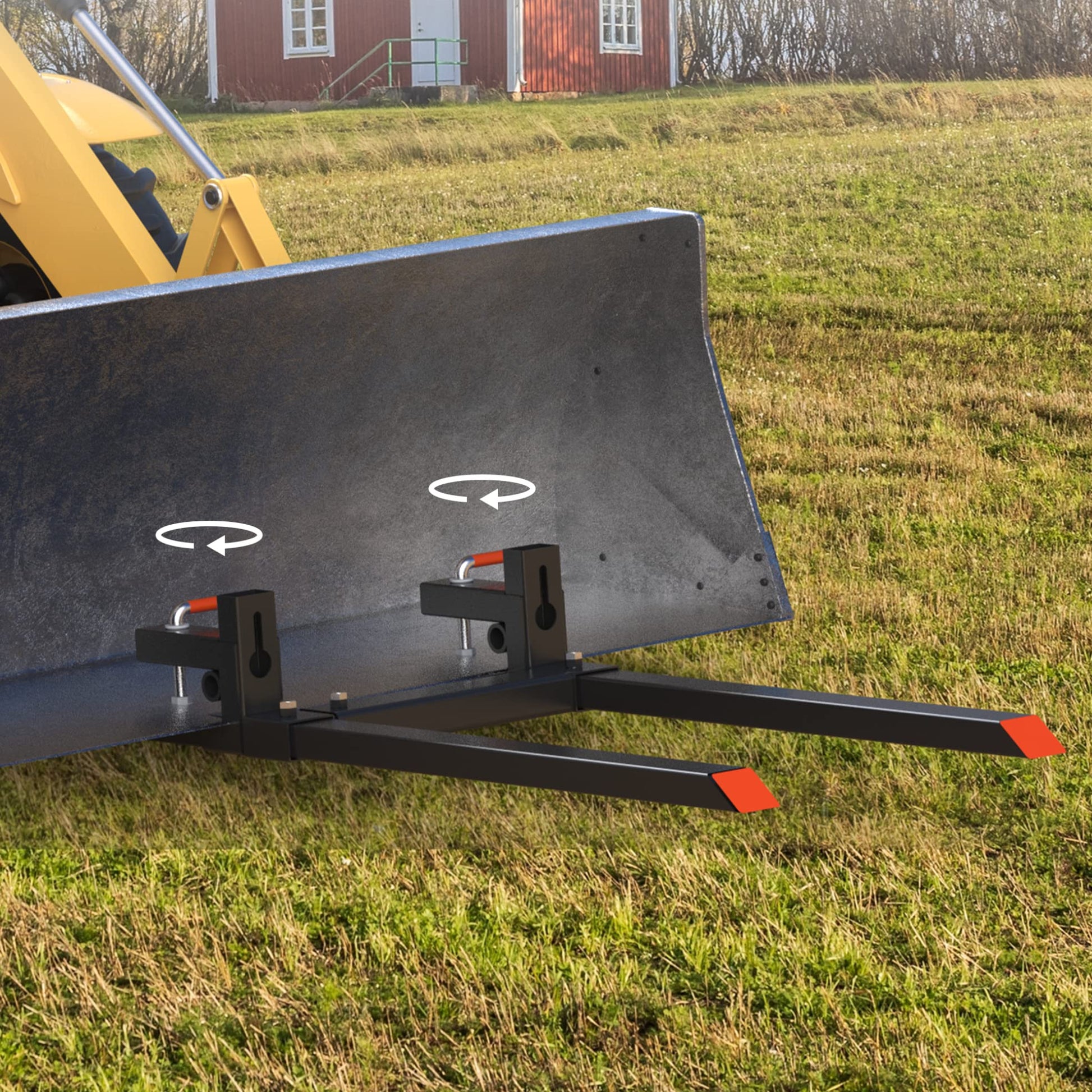 Garvee 60" 2000lbs Clamp on Pallet Forks with Adjustable Stabilizer Bar (18"-34"), Heavy Duty Quick Attach Bucket Fork for Tractor Bucket Loader Skid Steer Black