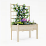 Garvee 46" × 23" × 65" Raised Garden Bed with Trellis, 3-Tier Fir Wood Elevated Planter Box