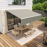 Garvee 10' x 8' Manual Retractable Patio Awning, Waterproof  Sun Shade with Aluminum Frame, 280g Polyester Canopy for Deck & Porch, Grey - Grey